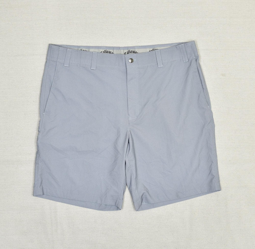 Callaway Men's Bermuda Short Polyester Blue Size 40 Golf Geometric Zip